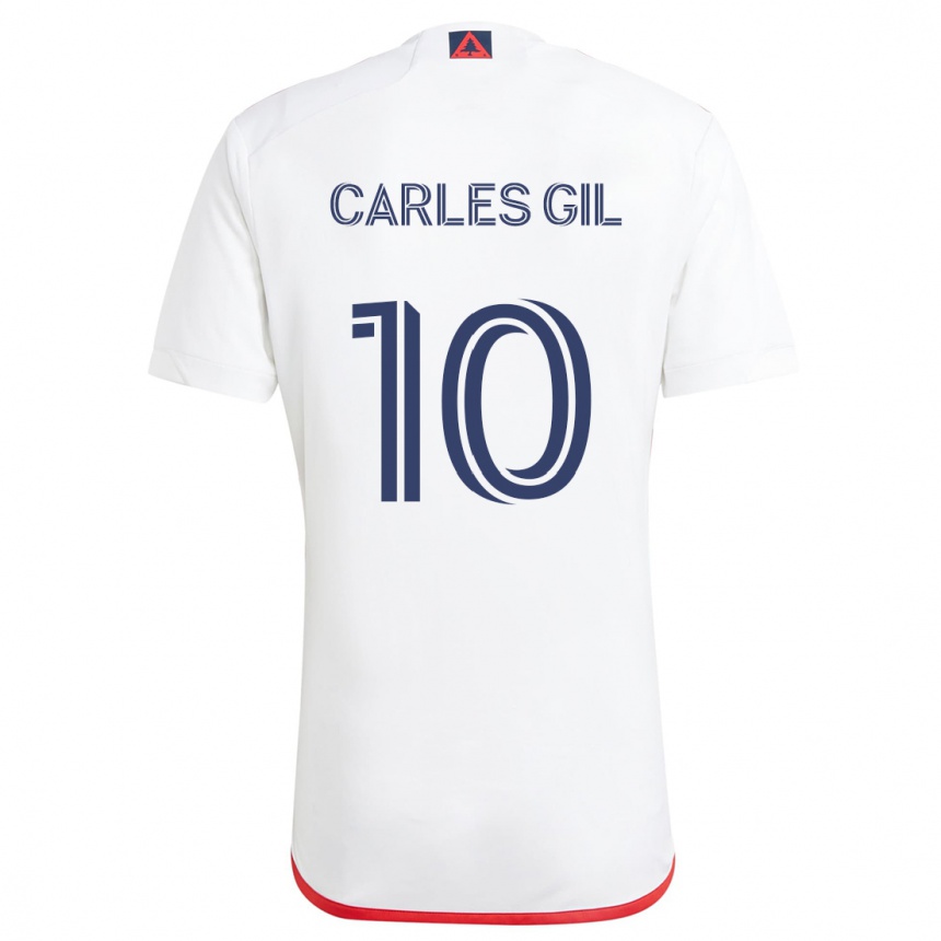 Niño Fútbol Camiseta Carles Gil #10 Blanco Rojo 2ª Equipación 2024/25 Perú