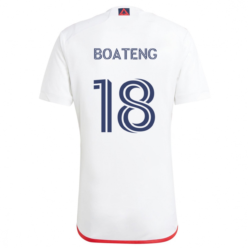 Niño Fútbol Camiseta Emmanuel Boateng #18 Blanco Rojo 2ª Equipación 2024/25 Perú