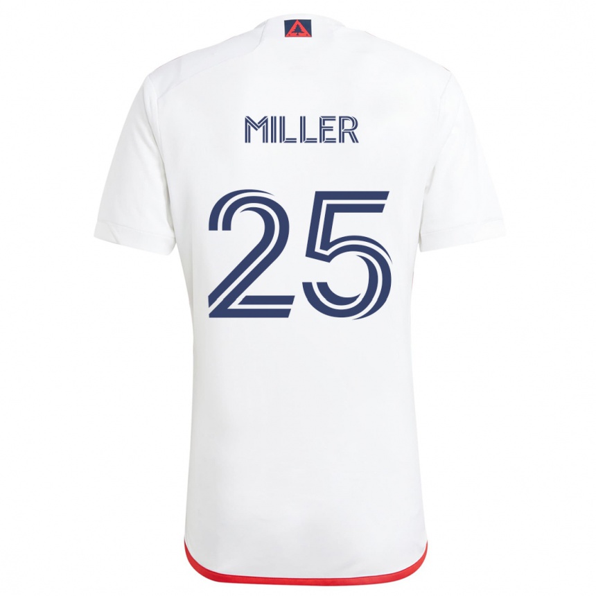 Niño Fútbol Camiseta Peyton Miller #25 Blanco Rojo 2ª Equipación 2024/25 Perú