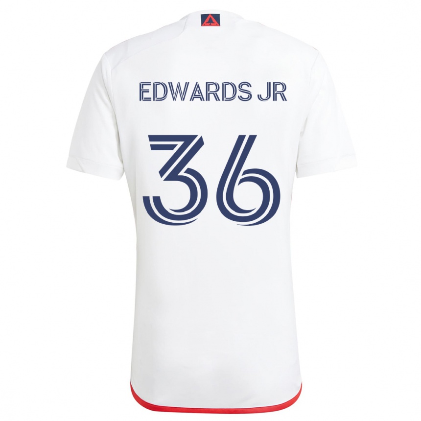 Niño Fútbol Camiseta Earl Edwards Jr. #36 Blanco Rojo 2ª Equipación 2024/25 Perú