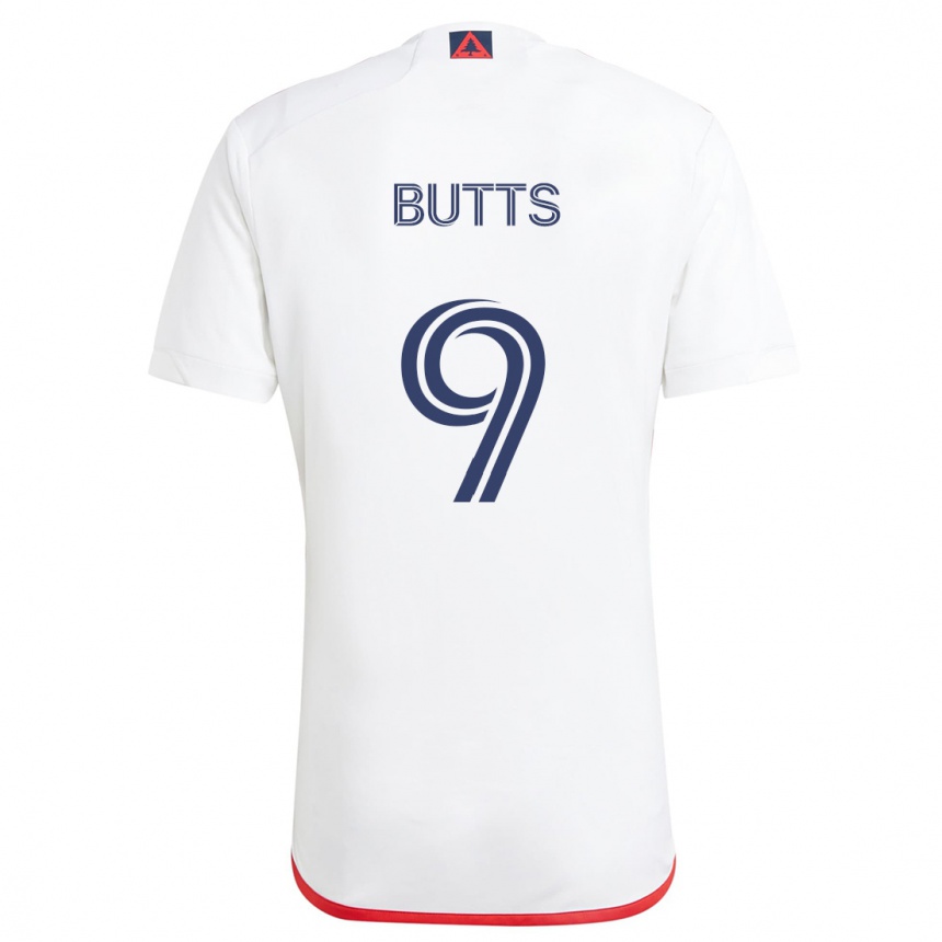 Niño Fútbol Camiseta Liam Butts #9 Blanco Rojo 2ª Equipación 2024/25 Perú