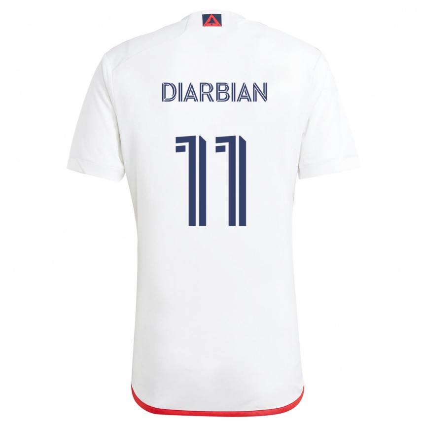 Niño Fútbol Camiseta Gevork Diarbian #11 Blanco Rojo 2ª Equipación 2024/25 Perú