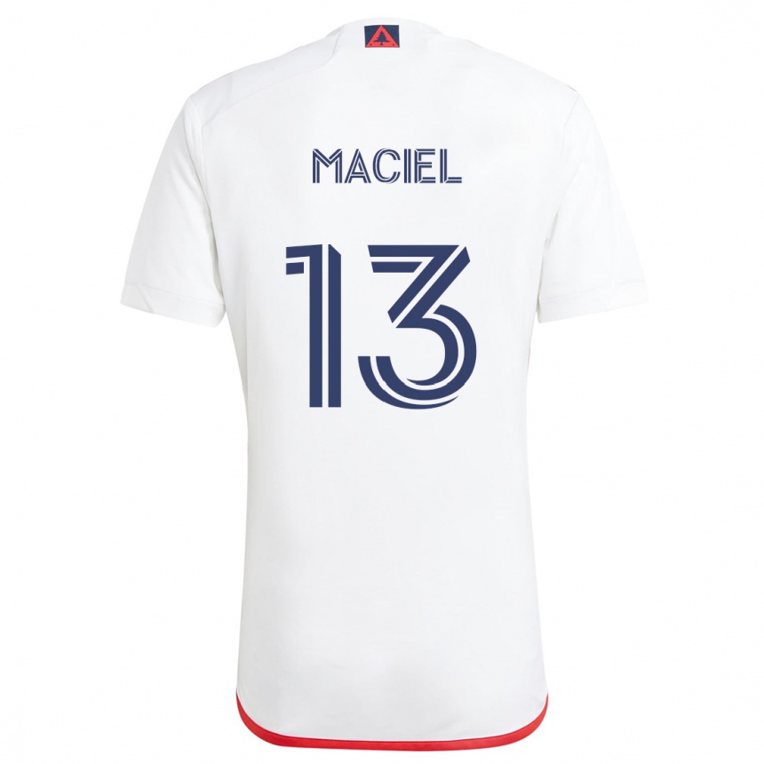 Niño Fútbol Camiseta Maciel #13 Blanco Rojo 2ª Equipación 2024/25 Perú