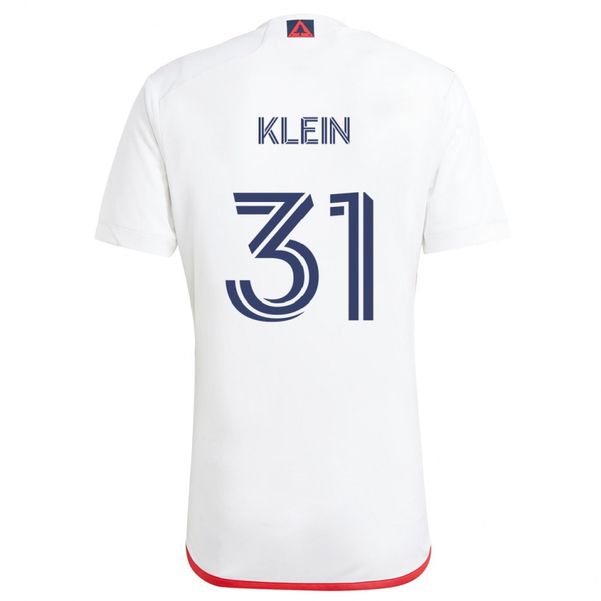 Niño Fútbol Camiseta Eric Klein #31 Blanco Rojo 2ª Equipación 2024/25 Perú