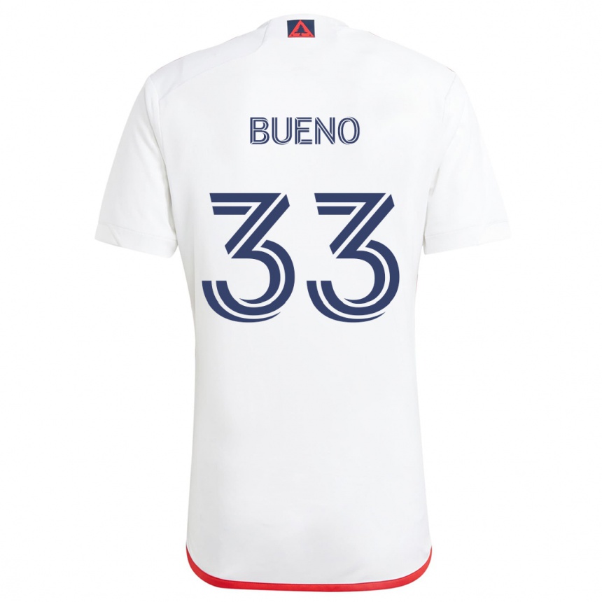 Niño Fútbol Camiseta Brandonn Bueno #33 Blanco Rojo 2ª Equipación 2024/25 Perú