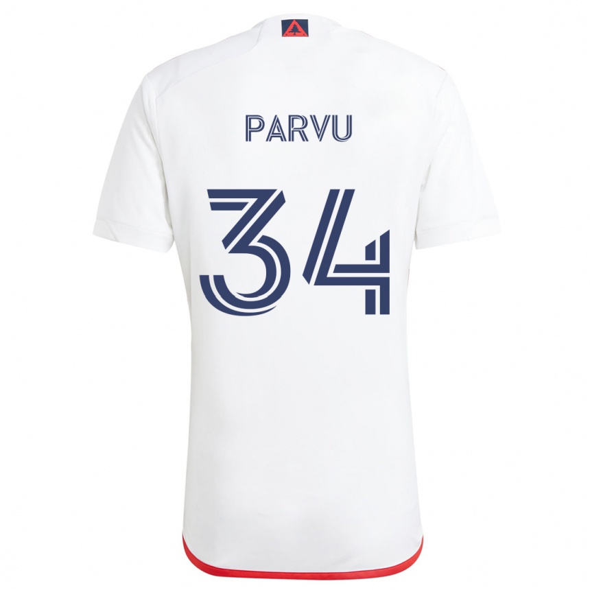 Niño Fútbol Camiseta Alexandru Parvu #34 Blanco Rojo 2ª Equipación 2024/25 Perú