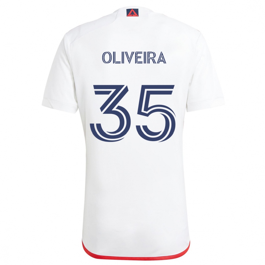 Niño Fútbol Camiseta Cristiano Oliveira #35 Blanco Rojo 2ª Equipación 2024/25 Perú