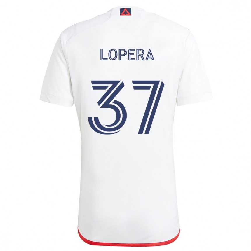 Niño Fútbol Camiseta Steban Lopera #37 Blanco Rojo 2ª Equipación 2024/25 Perú