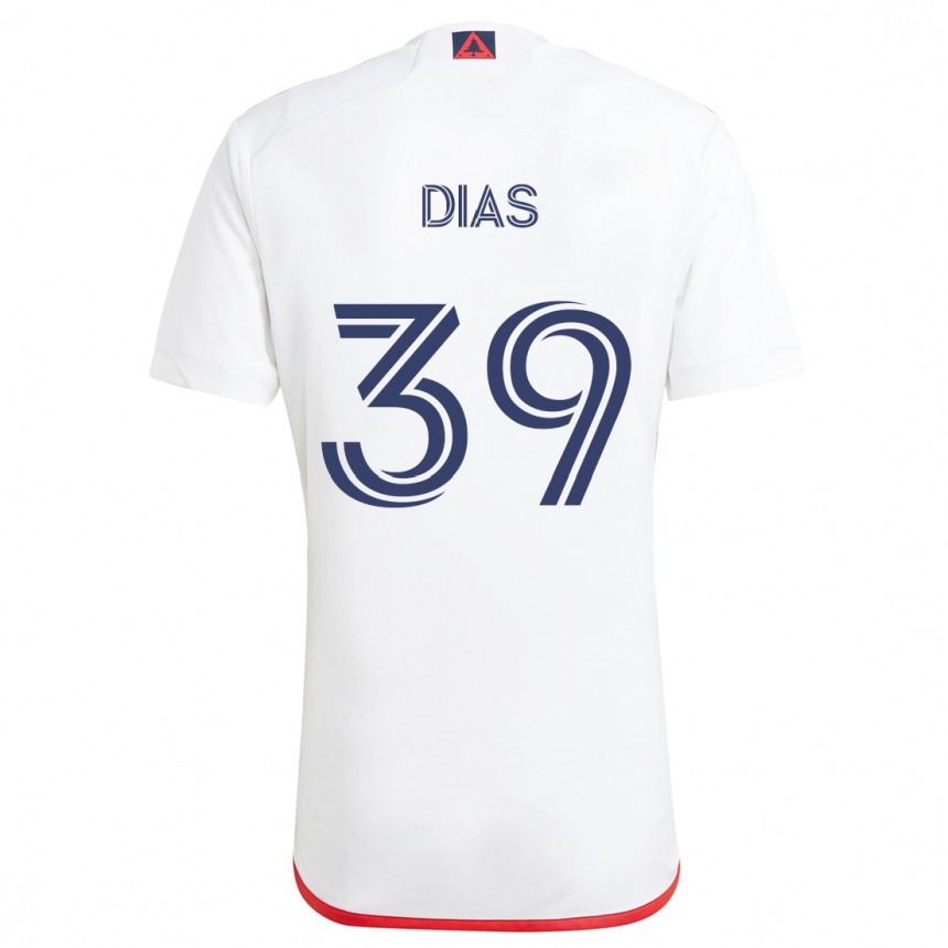 Niño Fútbol Camiseta Marcos Dias #39 Blanco Rojo 2ª Equipación 2024/25 Perú