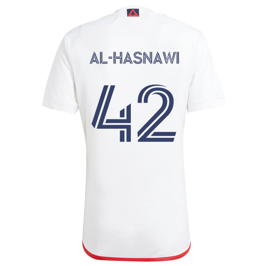 Niño Fútbol Camiseta Moshtaba Al-Hasnawi #42 Blanco Rojo 2ª Equipación 2024/25 Perú