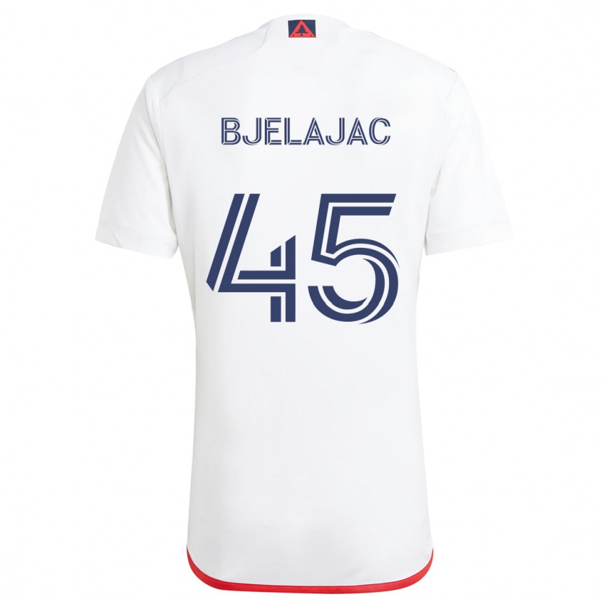 Niño Fútbol Camiseta Andrej Bjelajac #45 Blanco Rojo 2ª Equipación 2024/25 Perú