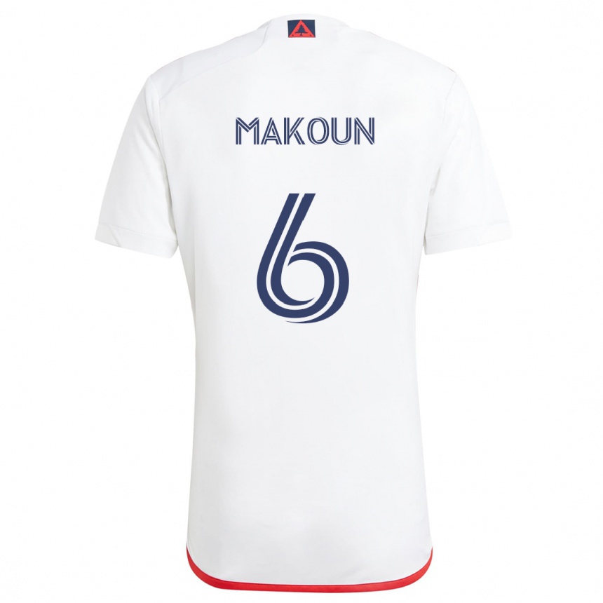 Niño Fútbol Camiseta Christian Makoun #6 Blanco Rojo 2ª Equipación 2024/25 Perú