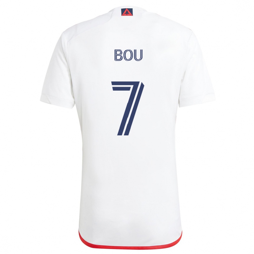 Niño Fútbol Camiseta Gustavo Bou #7 Blanco Rojo 2ª Equipación 2024/25 Perú