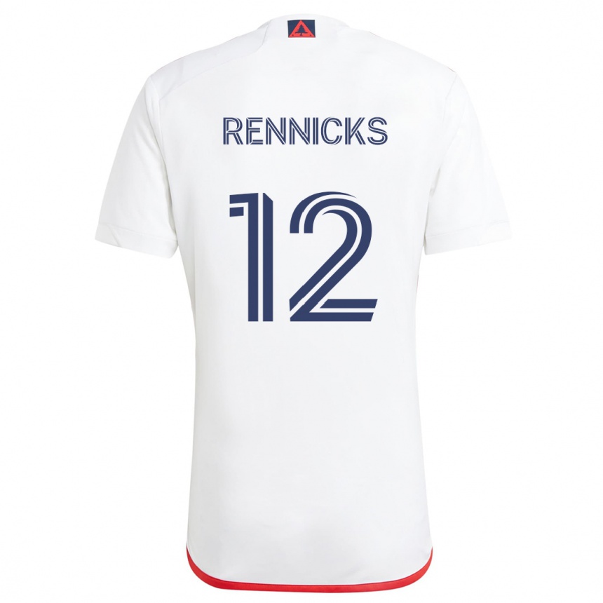 Niño Fútbol Camiseta Justin Rennicks #12 Blanco Rojo 2ª Equipación 2024/25 Perú