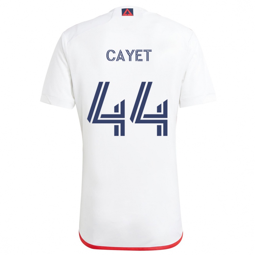 Niño Fútbol Camiseta Pierre Cayet #44 Blanco Rojo 2ª Equipación 2024/25 Perú