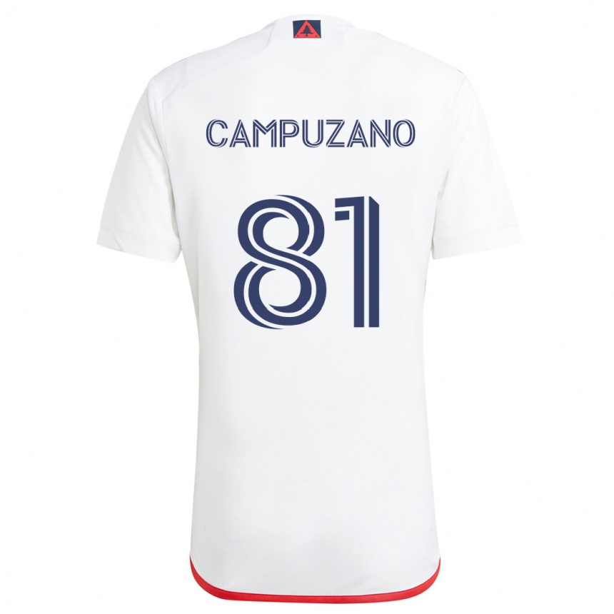 Niño Fútbol Camiseta Nico Campuzano #81 Blanco Rojo 2ª Equipación 2024/25 Perú