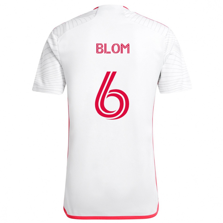 Niño Fútbol Camiseta Njabulo Blom #6 Blanco Rojo 2ª Equipación 2024/25 Perú