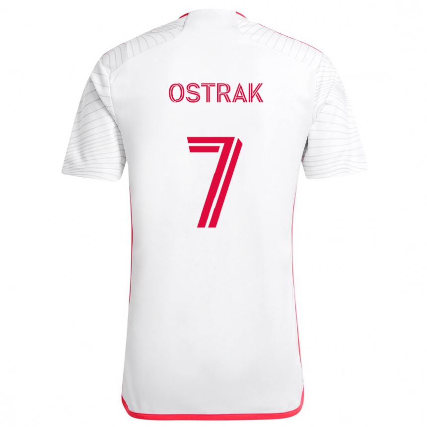 Niño Fútbol Camiseta Tomás Ostrák #7 Blanco Rojo 2ª Equipación 2024/25 Perú