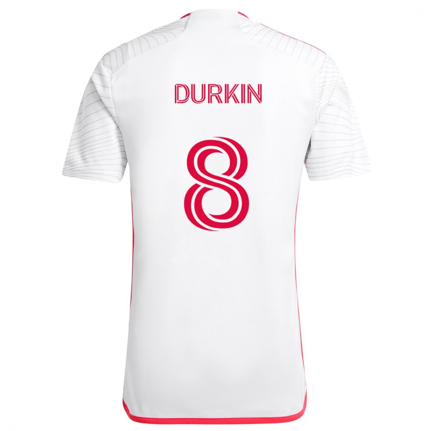 Niño Fútbol Camiseta Chris Durkin #8 Blanco Rojo 2ª Equipación 2024/25 Perú