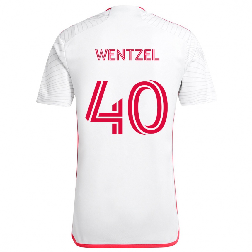 Niño Fútbol Camiseta Michael Wentzel #40 Blanco Rojo 2ª Equipación 2024/25 Perú