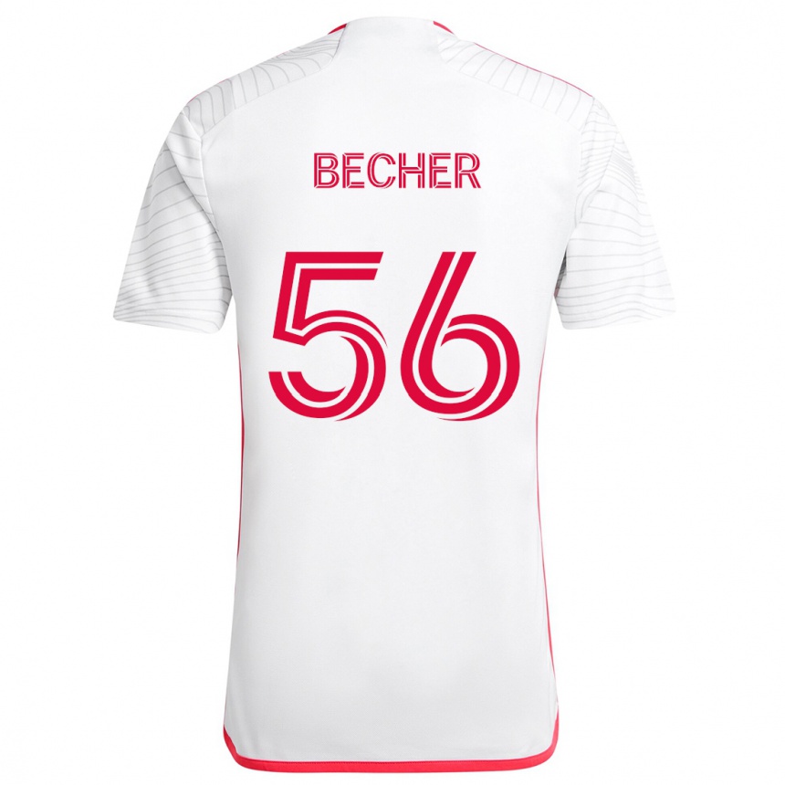 Niño Fútbol Camiseta Ryan Becher #56 Blanco Rojo 2ª Equipación 2024/25 Perú