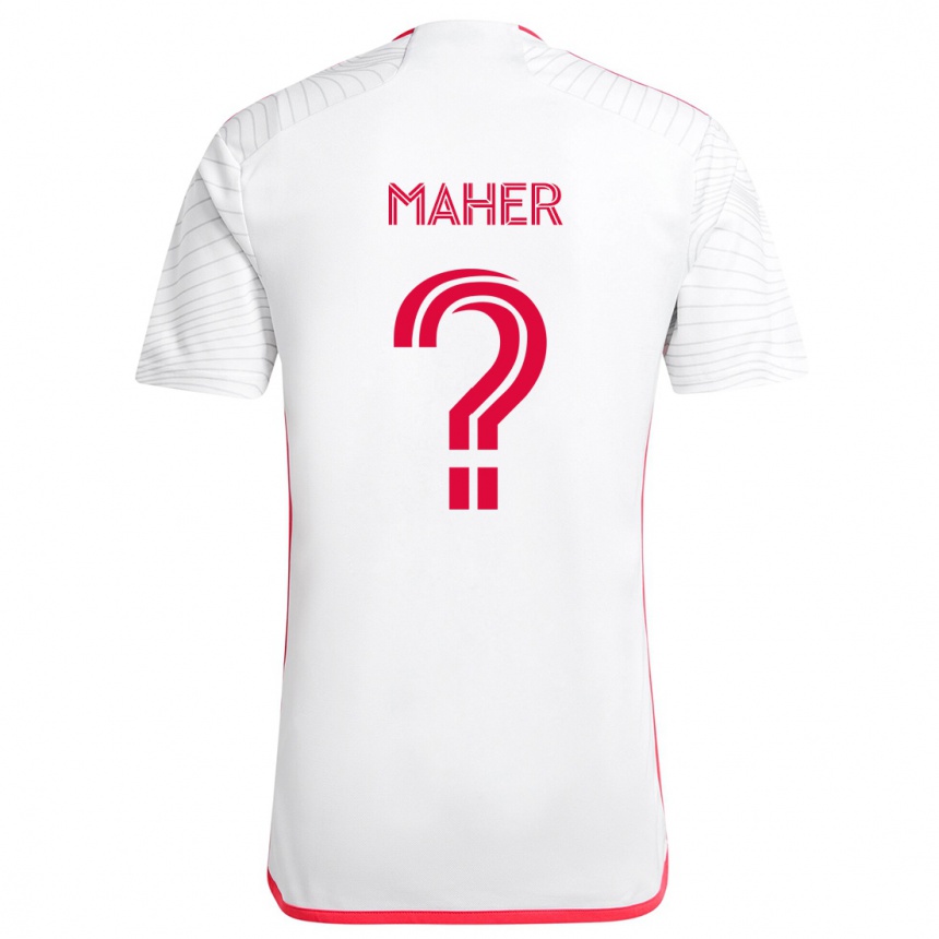 Niño Fútbol Camiseta Josh Maher #0 Blanco Rojo 2ª Equipación 2024/25 Perú