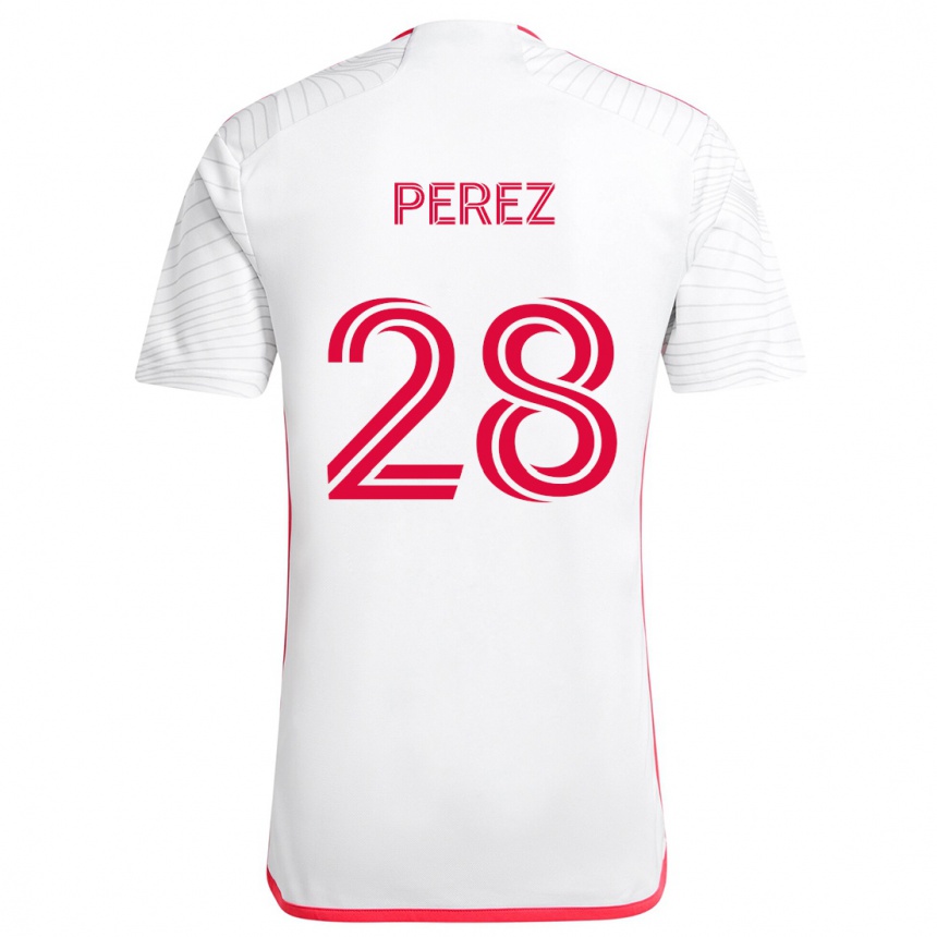 Niño Fútbol Camiseta Miguel Perez #28 Blanco Rojo 2ª Equipación 2024/25 Perú