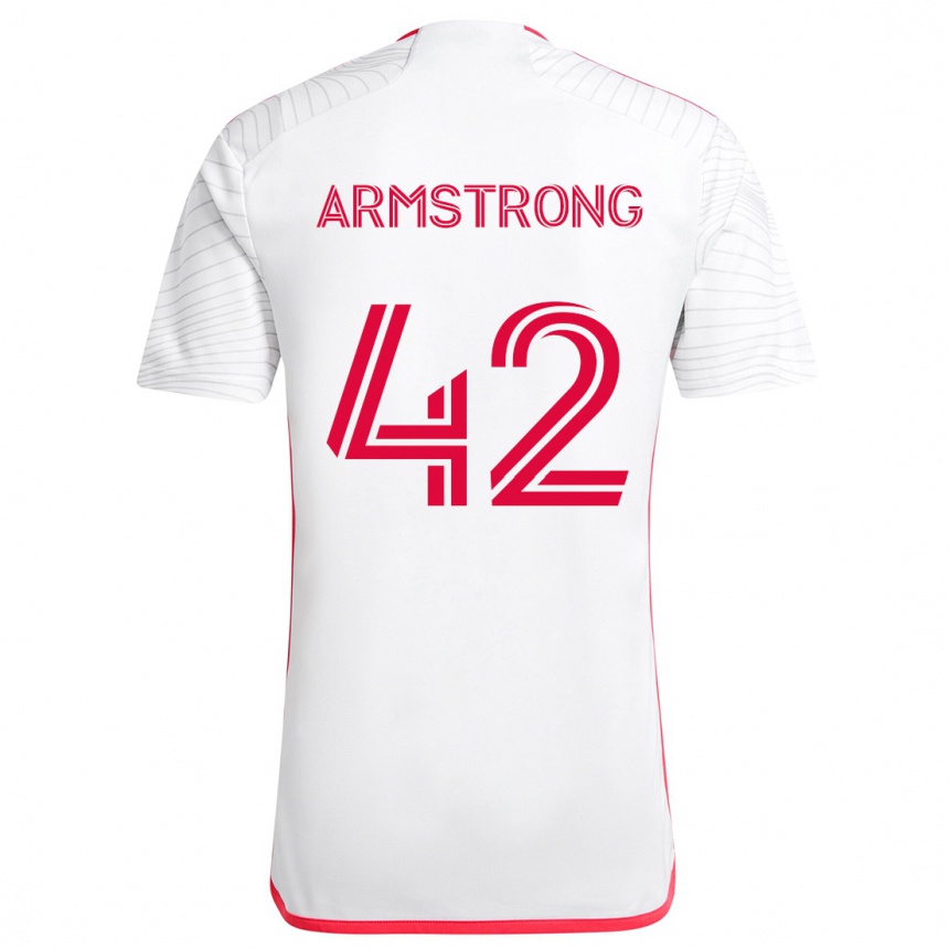 Niño Fútbol Camiseta Ezra Armstrong #42 Blanco Rojo 2ª Equipación 2024/25 Perú