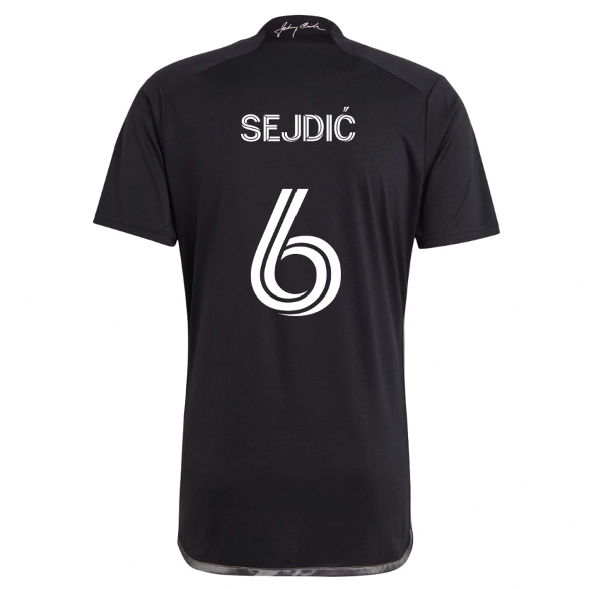 Niño Fútbol Camiseta Amar Sejdić #6 Negro 2ª Equipación 2024/25 Perú