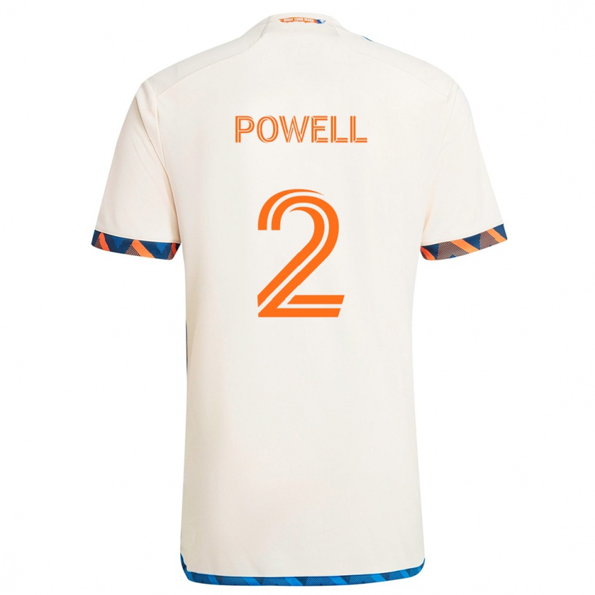 Niño Fútbol Camiseta Alvas Powell #2 Blanco Naranja 2ª Equipación 2024/25 Perú