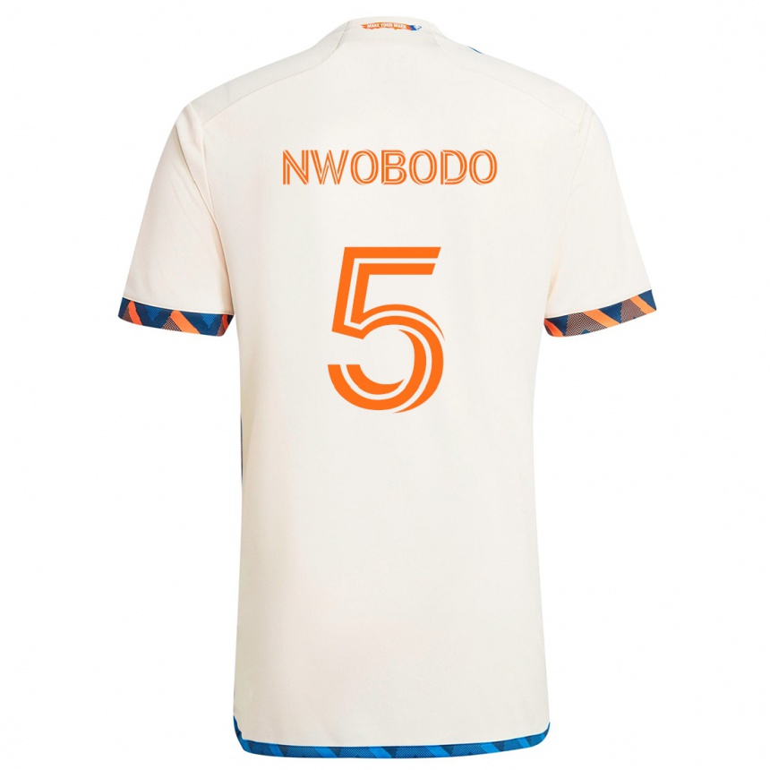 Niño Fútbol Camiseta Obinna Nwobodo #5 Blanco Naranja 2ª Equipación 2024/25 Perú