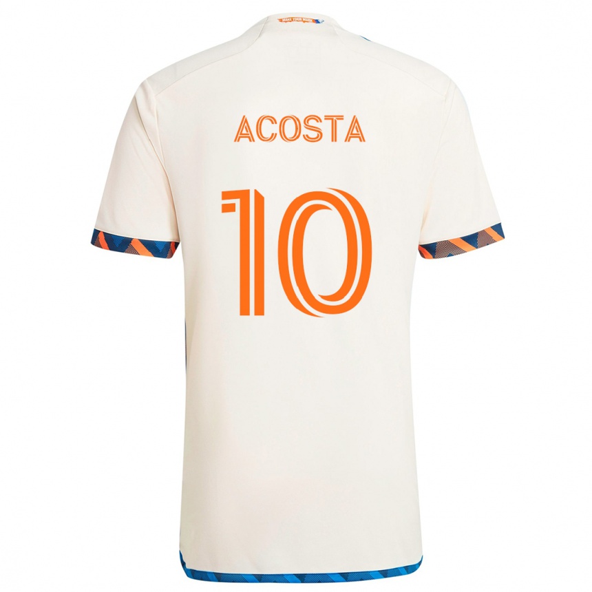 Niño Fútbol Camiseta Luciano Acosta #10 Blanco Naranja 2ª Equipación 2024/25 Perú