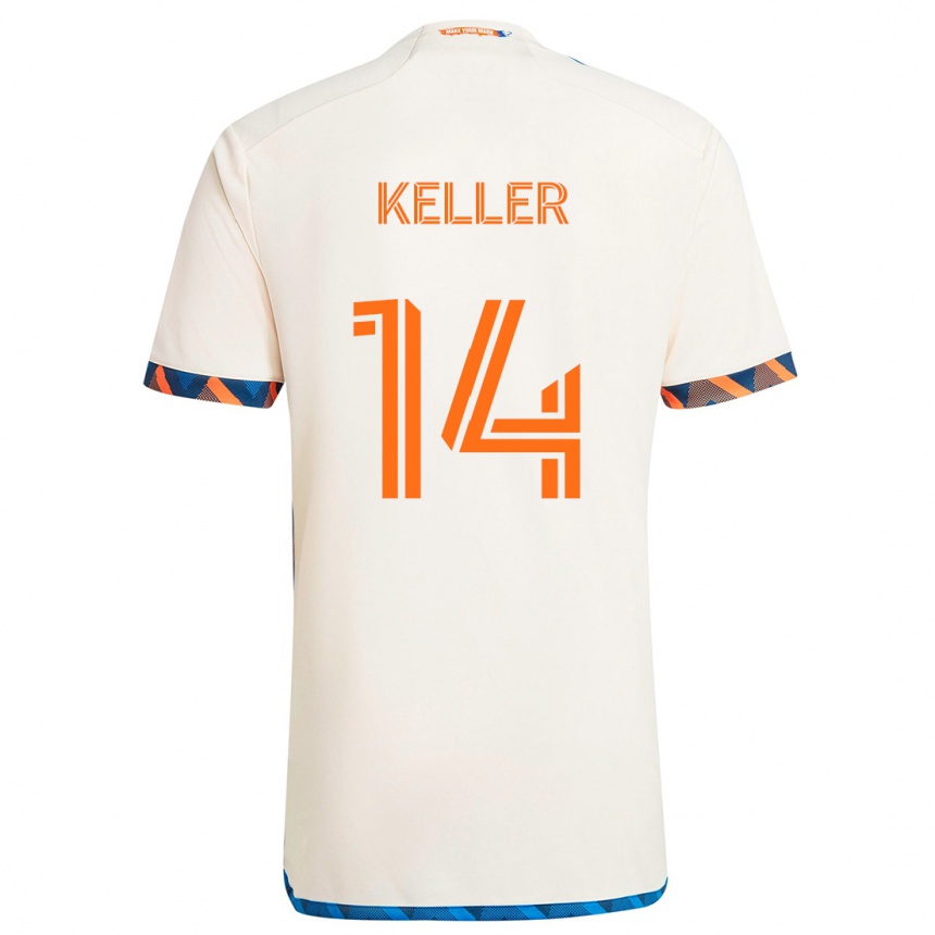 Niño Fútbol Camiseta Kipp Keller #14 Blanco Naranja 2ª Equipación 2024/25 Perú