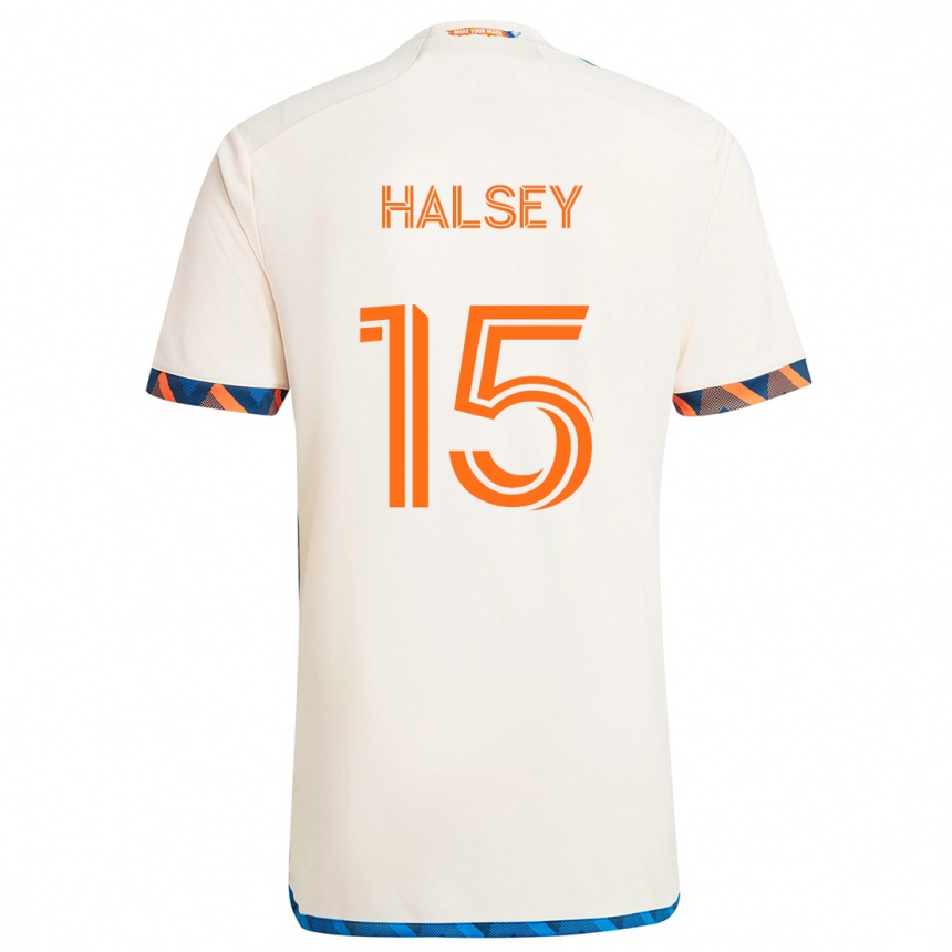 Niño Fútbol Camiseta Bret Halsey #15 Blanco Naranja 2ª Equipación 2024/25 Perú