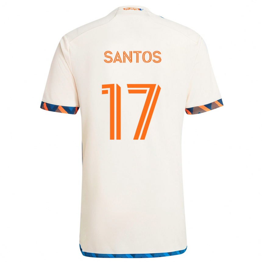 Niño Fútbol Camiseta Sergio Santos #17 Blanco Naranja 2ª Equipación 2024/25 Perú