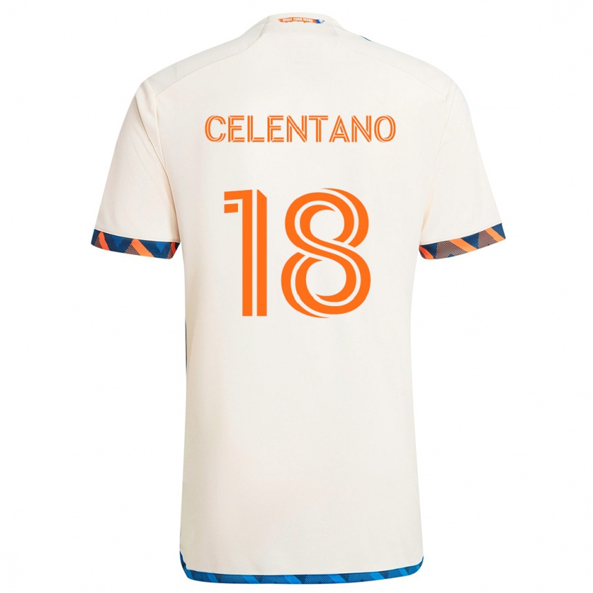 Niño Fútbol Camiseta Roman Celentano #18 Blanco Naranja 2ª Equipación 2024/25 Perú