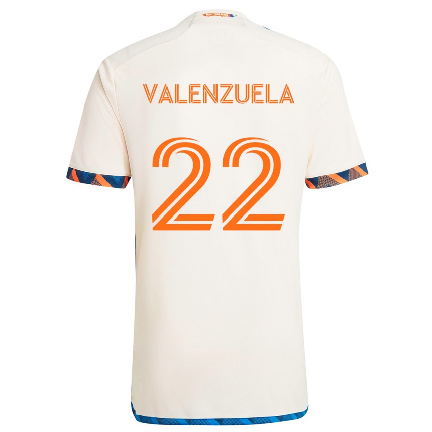 Niño Fútbol Camiseta Gerardo Valenzuela #22 Blanco Naranja 2ª Equipación 2024/25 Perú