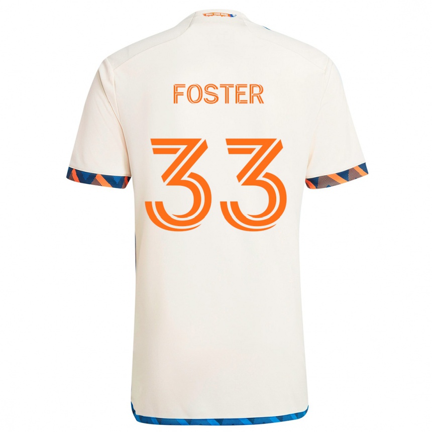 Niño Fútbol Camiseta Isaiah Foster #33 Blanco Naranja 2ª Equipación 2024/25 Perú