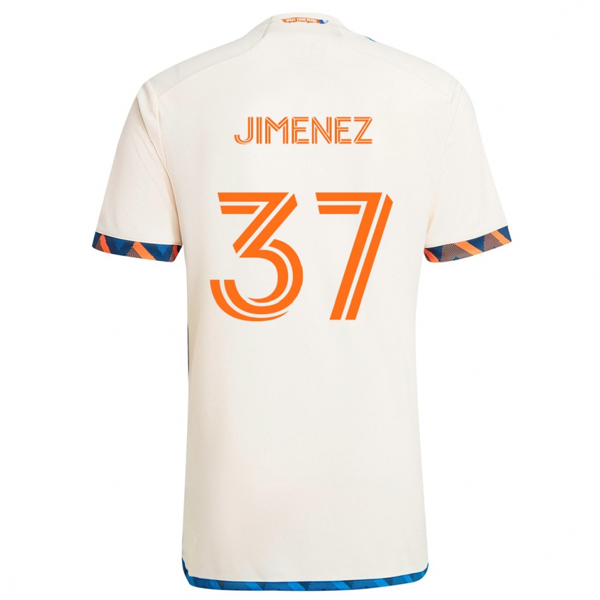 Niño Fútbol Camiseta Stiven Jimenez #37 Blanco Naranja 2ª Equipación 2024/25 Perú