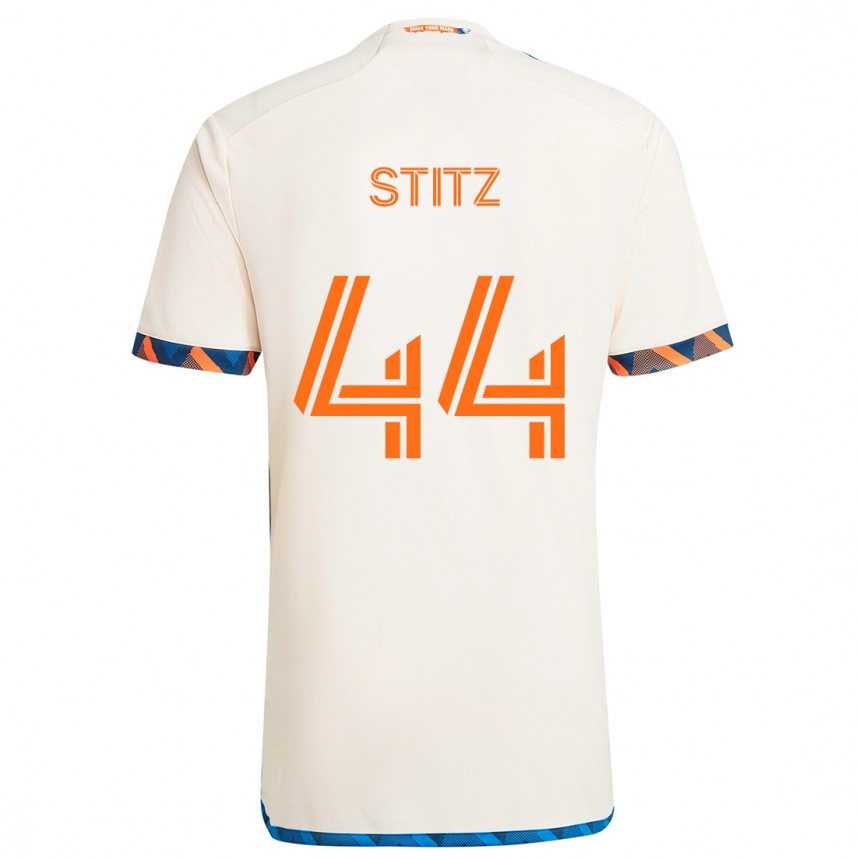 Niño Fútbol Camiseta Ben Stitz #44 Blanco Naranja 2ª Equipación 2024/25 Perú