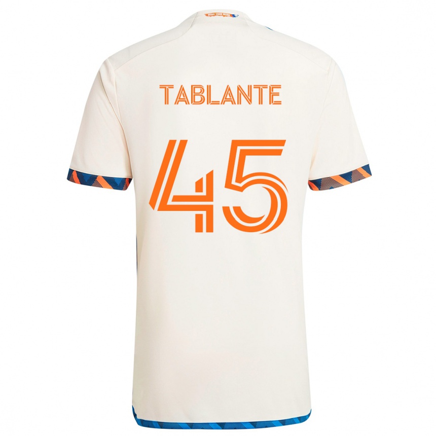 Niño Fútbol Camiseta Moises Tablante #45 Blanco Naranja 2ª Equipación 2024/25 Perú