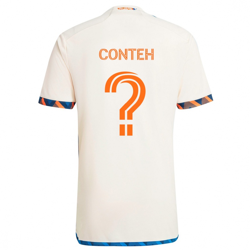 Niño Fútbol Camiseta Haroun Conteh #0 Blanco Naranja 2ª Equipación 2024/25 Perú