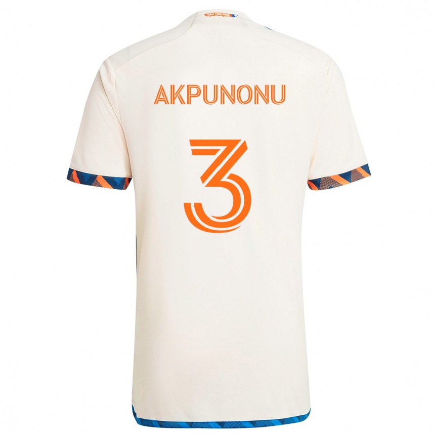 Niño Fútbol Camiseta Joey Akpunonu #3 Blanco Naranja 2ª Equipación 2024/25 Perú