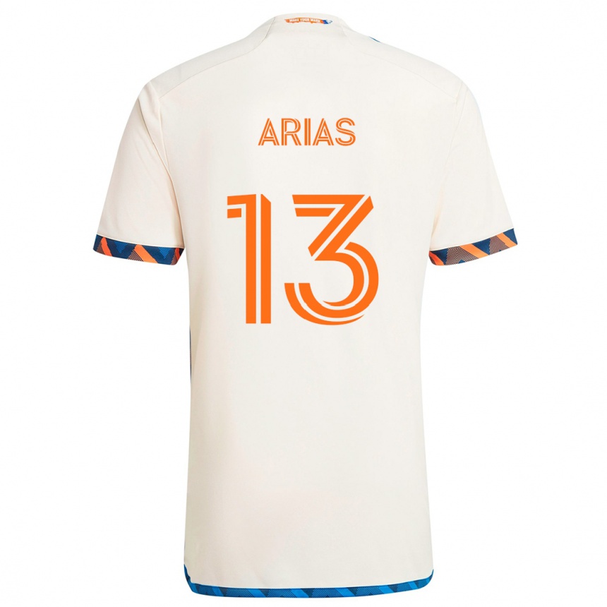 Niño Fútbol Camiseta Santiago Arias #13 Blanco Naranja 2ª Equipación 2024/25 Perú