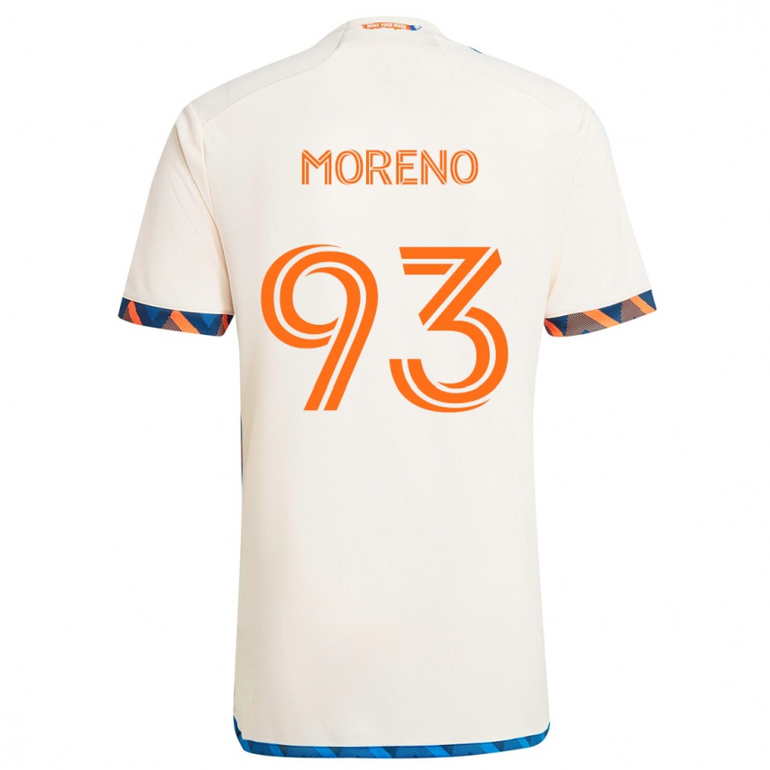 Niño Fútbol Camiseta Júnior Moreno #93 Blanco Naranja 2ª Equipación 2024/25 Perú