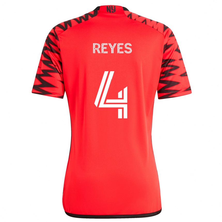 Niño Fútbol Camiseta Andrés Reyes #4 Rojo Negro Blanco 2ª Equipación 2024/25 Perú