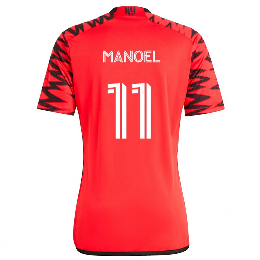 Niño Fútbol Camiseta Elias Manoel #11 Rojo Negro Blanco 2ª Equipación 2024/25 Perú