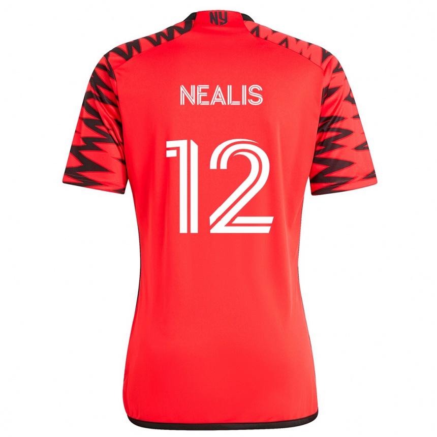 Niño Fútbol Camiseta Dylan Nealis #12 Rojo Negro Blanco 2ª Equipación 2024/25 Perú