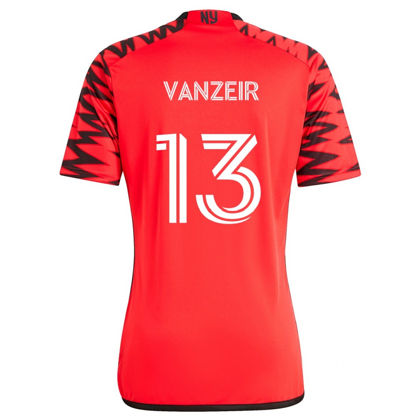 Niño Fútbol Camiseta Dante Vanzeir #13 Rojo Negro Blanco 2ª Equipación 2024/25 Perú