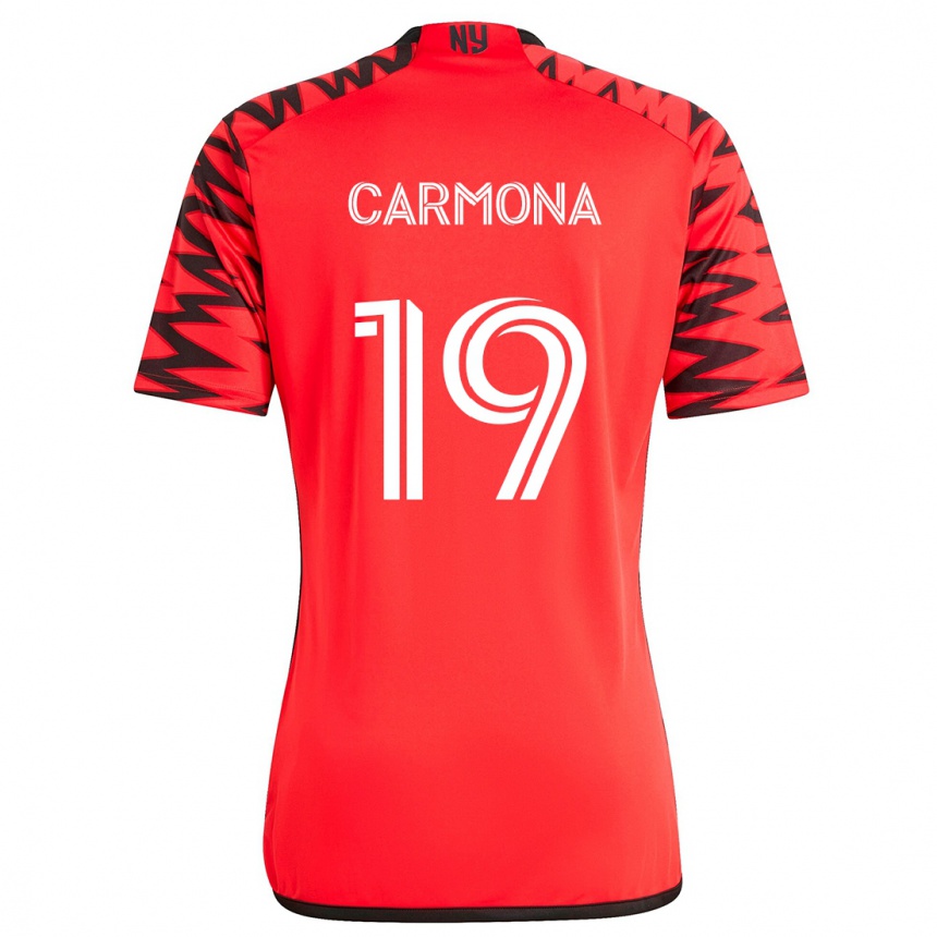 Niño Fútbol Camiseta Wikelman Carmona #19 Rojo Negro Blanco 2ª Equipación 2024/25 Perú